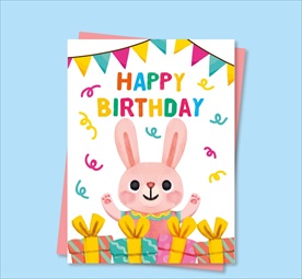 可爱兔子生日派对传单