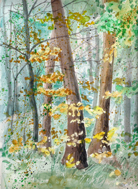 街道田园风景油画