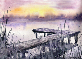 街道田园风景油画