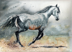 骏马奔驰油画