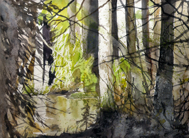 街道田园风景油画