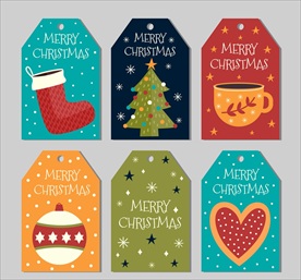 彩色圣诞节标签祝福吊牌