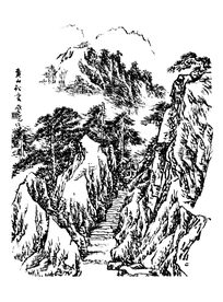 中国风线条白描国画