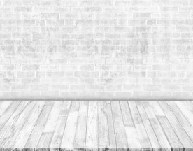 白色砖墙木板
