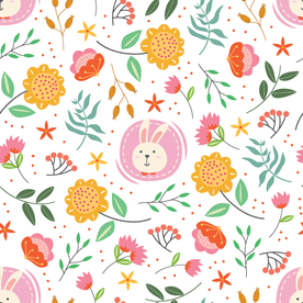 无缝花纹 卡通小白兔