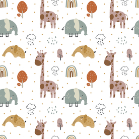 无缝花纹 动物卡通