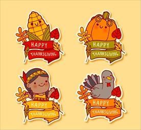 感恩节快乐标签卡片