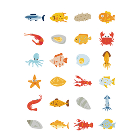 矢量卡通海鲜