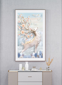 新中式发财鹿装饰画