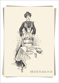 整理餐桌的女子 人物肖像画