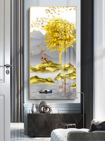 新中式发财树麋鹿玄关