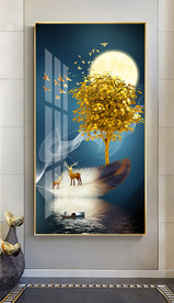 新中式发财树麋鹿玄关