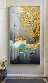 新中式发财树麋鹿玄关