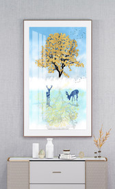 新中式发财树麋鹿玄关