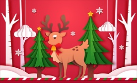 创意圣诞树林 麋鹿剪贴画