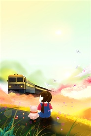 分层插画关爱留守儿童公益广告