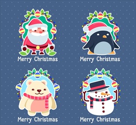 可爱圣诞节角色标签