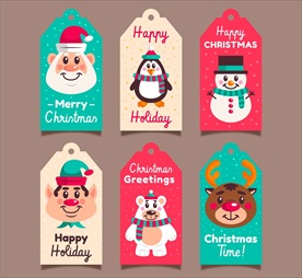圣诞节卡通角色吊牌