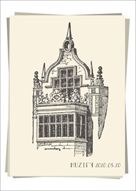 欧式复古尖顶窗户手绘稿