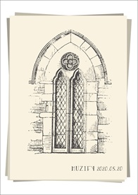 欧式复古石质窗棂手绘稿
