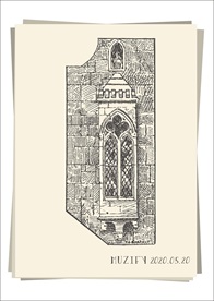 欧式做旧石窗 手绘稿