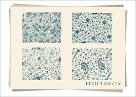 4款入花边底纹手绘稿