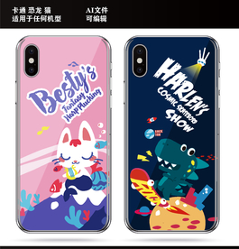 卡通 恐龙 猫 手机壳
