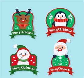 可爱圣诞节微笑角色标签
