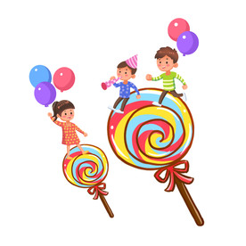 卡通手绘儿童节孩子糖果素材