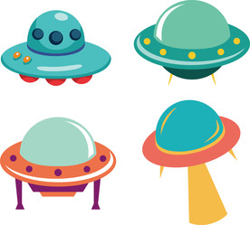 外星飞碟飞船卡通儿童插画素材
