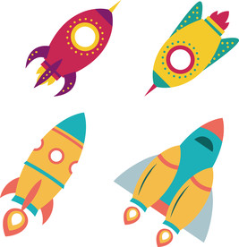 卡通火箭儿童太空宇宙插画素材