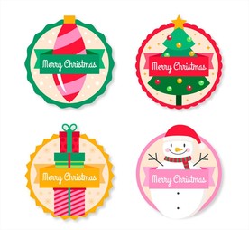 彩色圆形圣诞节标签