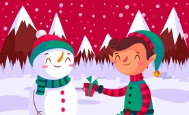 创意互送礼物雪人和精灵