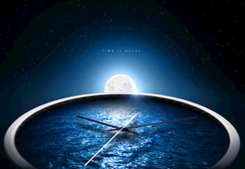 创意时间与天空成合背景