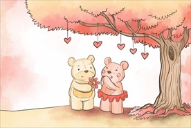 树下情侣熊矢量素材