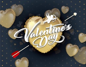 金色情人节爱心贺卡材