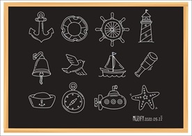 12款入海洋图标粉笔画