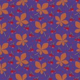 无缝花纹 浆果秋叶