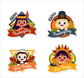 可爱感恩节人物标签
