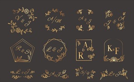 金色婚礼英文艺术字