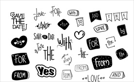 婚礼艺术字矢量素材