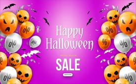 气球万圣节促销海报