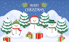 可爱圣诞节雪地雪人