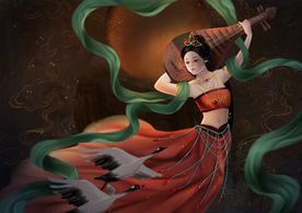 敦煌壁画女性古风复古背景素材