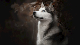 深处哈士奇仰望天空