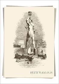 罗得岛太阳神铜像素描画