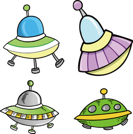 手绘卡通外星飞碟宇宙太空素材