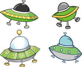卡通外星飞碟太空宇宙飞船图