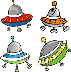 彩绘外星飞碟宇宙飞船外星人