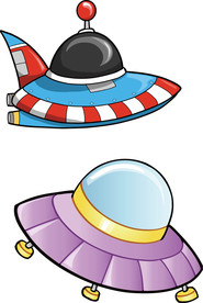 手绘飞碟宇宙太空外星人飞船